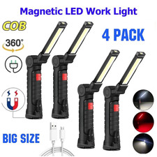 4Pack Magnetic Base 360  LED COB Work Light Rechargeable Mechanic Flashlight