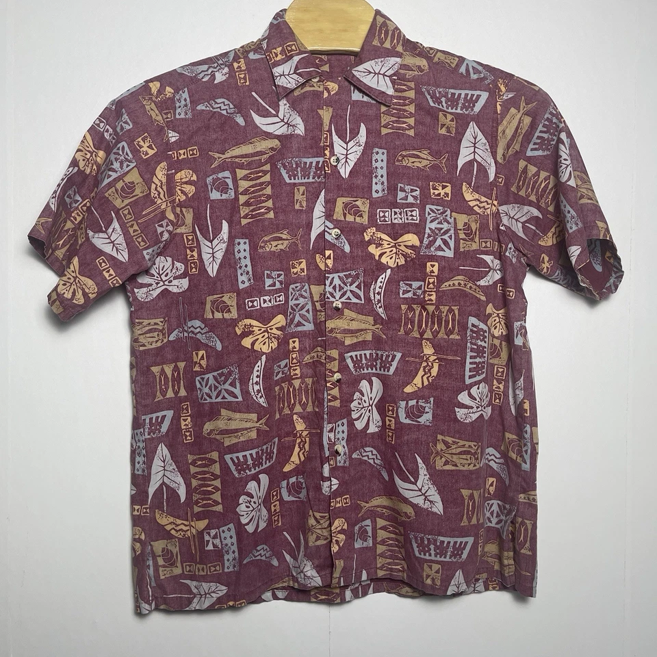 Go босиком мужчин большой Mahi Mahi обратный принт бордовый красный гавайский Aloha - Изображение 2 из 4