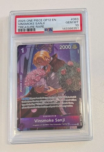 One Piece Vinsmoke Sanji OP10-063 Treasure Rare PSA 10 GEM MT TCG