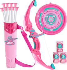 Pink Bow and Arrow Set for Girls, LED Light up Archery Toy Set with 9 Suction Cu