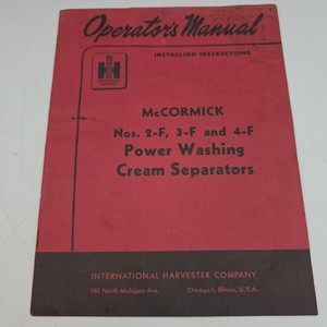 International Ih Ihc Cream Separator Owners Operators Manual 2-F 3-F 4-F Milk