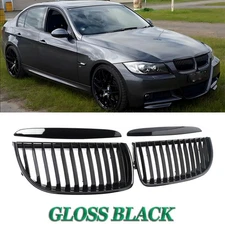 Gloss Black Front Kidney Grille For 2005-08 BMW 3-Series E90 E91 335i 328i 325i