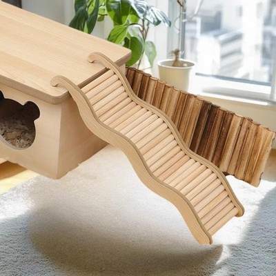 Wooden Wave Staircase Hamster Pet Ladder Playing Supplies Eco-Friendly Fun Toy