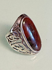 Large Sterling Silver 925 Brown Stone Oval Cocktail Ring Size 9