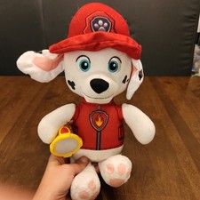 PAW Patrol Acurrucarse Marshall 14" Peluche Juguete Luces Sonidos Linterna