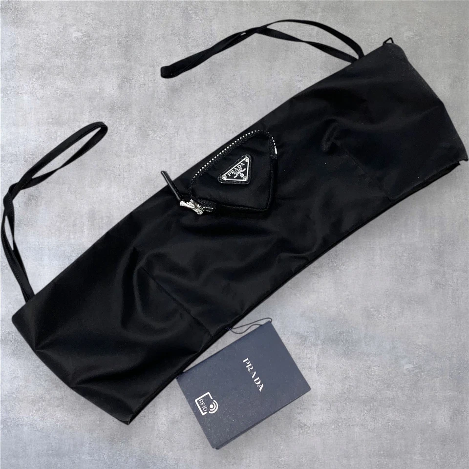 New Prada Re-Nylon Triangle Logo Bandeau Bra Crop-Top Black Size XS IT 38 - Image 3 of 4