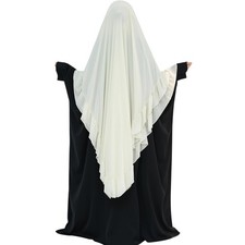 Women's 2-Layer Ruffle Chiffon Hijab Large Lightweight Muslim Head Scarf