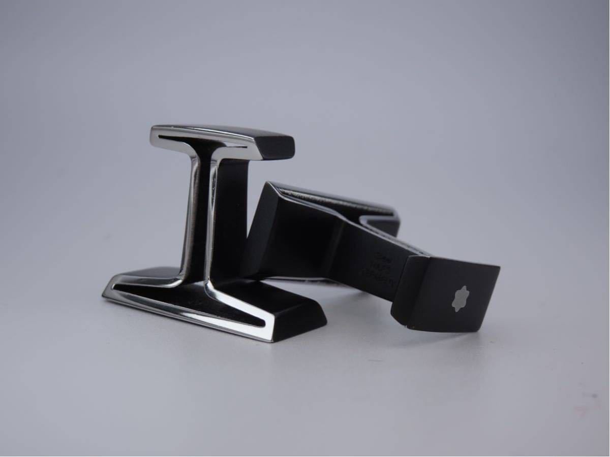 Montblanc Black Rectangular Cufflinks In Steel Ma… - image 8