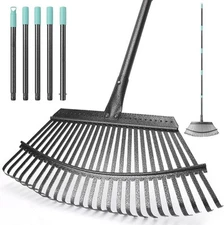 KeFanta Garden Leaf Rake ,18.5" Wide Heavy Duty with 25 Metal Blue 
