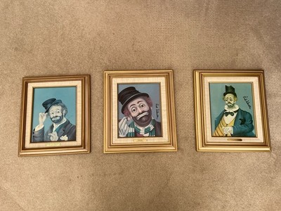 RARE SET 3 Red Skelton Freddie Freeloader Oil Paintings Signed Authenticated