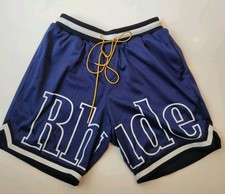 Authentic Rhude Court Logo navy Basketball Shorts mesh medium M 
