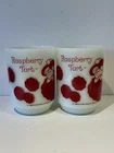 Vtg Raspberry Tart Mugs (2) Milk Glass Anchor Hocking 1980 Strawberry Shortcake