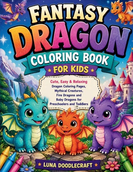 Luna Doodlecraft | Fantasy Dragon Coloring Book For Kids | Taschenbuch (2026)-image