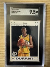 Kevin Durant Rookie Card 2007 Topps #2 SGC 9.5 ? RC Supersonics. rookie card picture