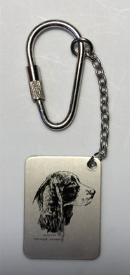 VINTAGE ENGLISH SPRINGER SPANIEL DOG SKETCH ART ALUMINUM TAG KEYRING PURSE CHARM