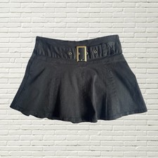 Vintage 90s Micro Mini Skirt - Black Mini Skirt W Silver Hardware Belt Xs