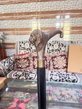 Lion wooden walking stick,Folding handle,Vintage Designer, Walking Stick, head c