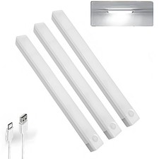 Luz nocturna con sensor de movimiento LED inalámbrico recargable para armarios y escaleras 3 piezas