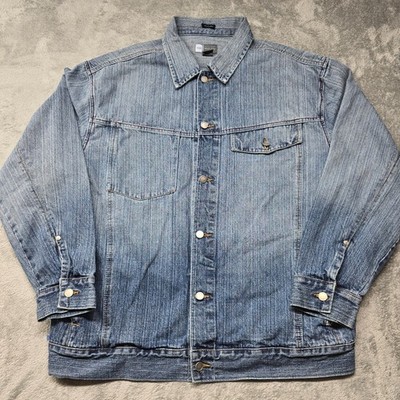 GB Black Label Jean Trucker Jacket Mens 2XL Blue Denim Cotton Button Up Outdoor