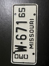 Original 1965 Missouri Motorcycle license plate Vintage Hard To Find