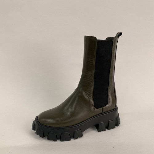 leather ankle boots with lug soles