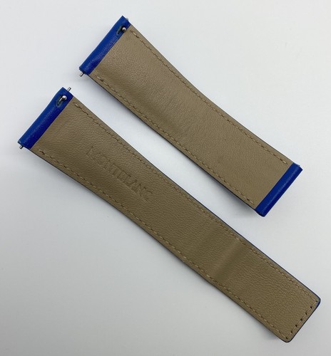 Authentic Montblanc 22mm x 20mm Cobalt Blue Leather Watch Strap Band OEM - Picture 4 of 7