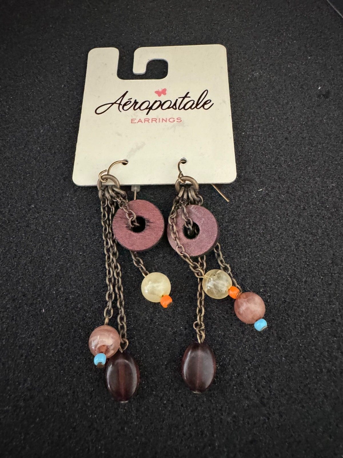 Aeropostale Charm Bead Dangle Earrings Pierced Ears