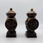 Ceramic Brown Barrel With Wheel Salt & Pepper Shaker Set Japan — photo 4