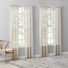 Modern Beige Rod Pocket Sheer Curtain Set Window Drapes Decor 4 Panels 28" X 84"