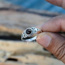 Black Onyx Round Gemstone 925 Sterling Silver Artisan Crafted Ring For Mother