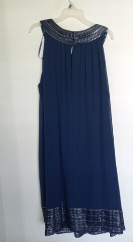 CB Est 1962 Women’s Formal Dress Navy Sleeveless Lace Trim Boat Neck Long Sz 2X - Picture 4 of 4