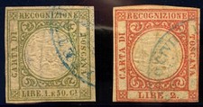 Set Completo 1860 Usato Matraire Passaporto Carta Identità Francobolli Toscana Certificato
