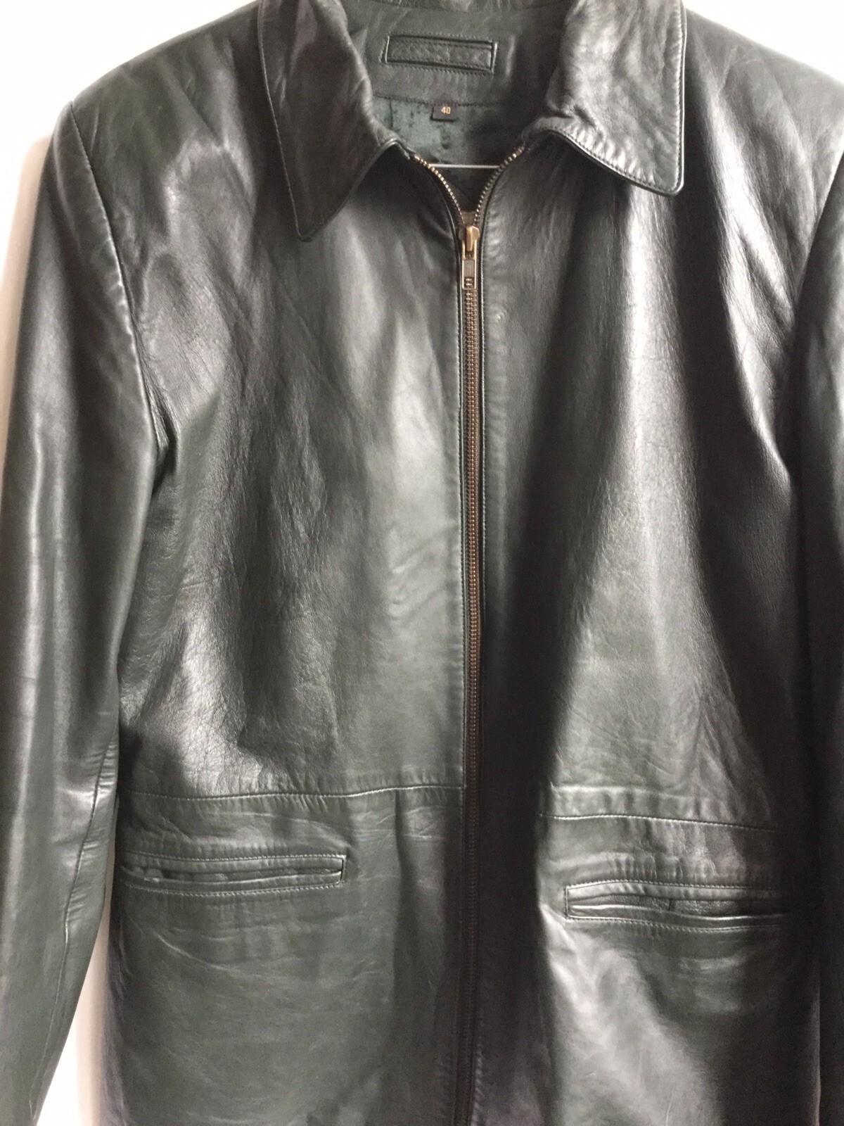 Chaqueta Piel Verde Botella Torio Talla 40