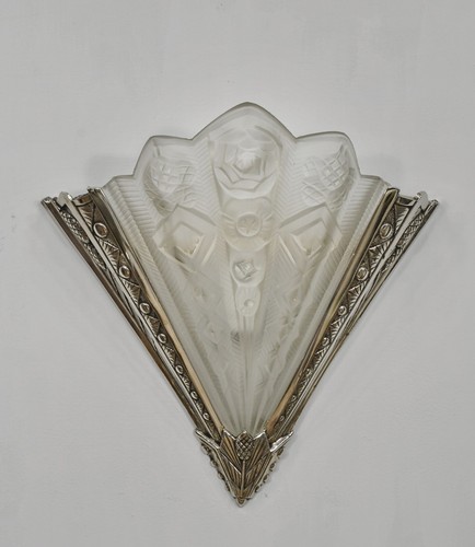 PAIR 1930 FRENCH ART DECO WALL SCONCES BY NOVERDY ..... lights muller era france - Picture 4 of 10