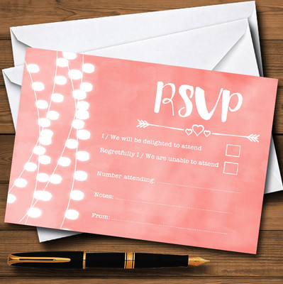 Korallenrosa Lichter Aquarell personalisierte RSVP Karten