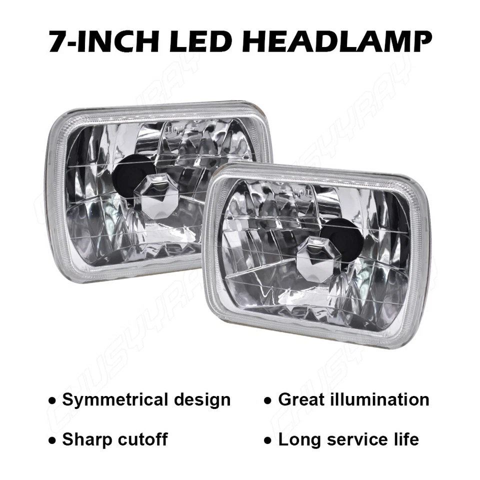 2PCS 7x6" Inch LED Headlights Hi/Lo Beam Fit Toyota Tacoma 4Runner RAV4 Pickup - Image 3 of 4