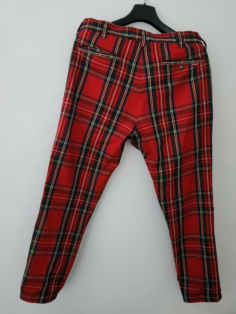 FW17 Supreme work pant Slim 32 Red Stewart Tartan Plaid
