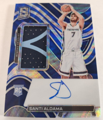 2021-22 Spectra Santi Aldama Rookie Patch ON CARD AUTO RPA FOTL BLUE WAVE /30 RC