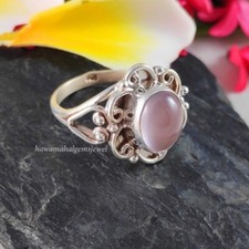 925 Sterling Silver Rose Quartz Gemstone Women's Handmade Ring