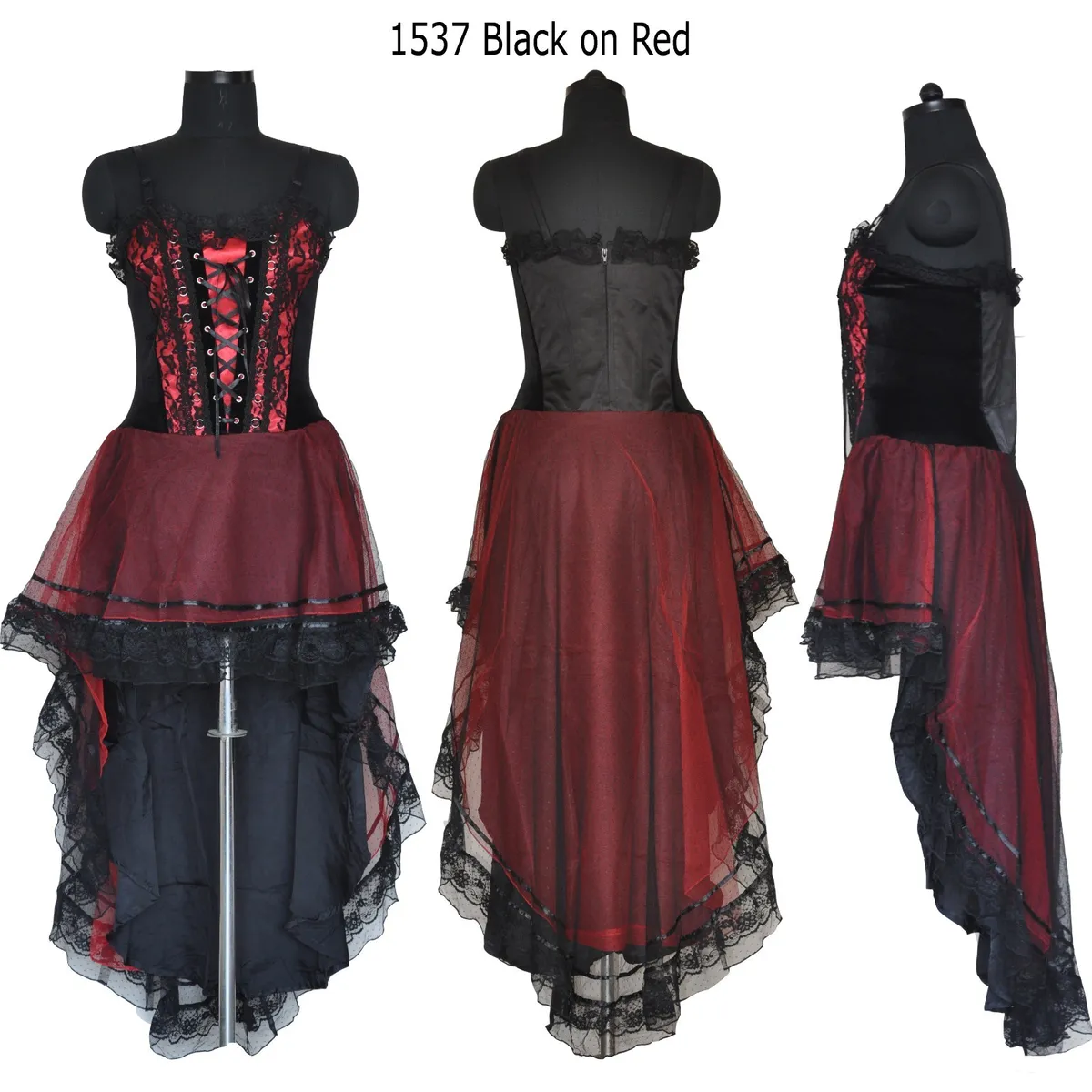 GOTHIC LONG CORSET DRESS EVENING GOWN CUSTOM MADE PLUS SIZE RED CST EHS