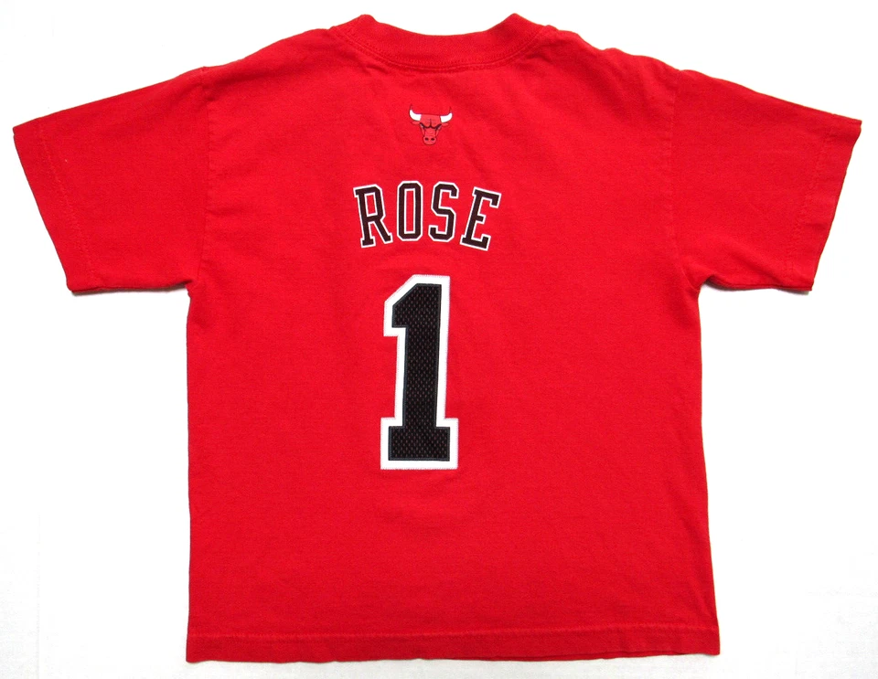 Camiseta Adidas Derrick Rose Chicago Bulls #1 para niño talla S roja Foto 2 de 2
