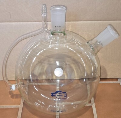 Quark Simax 5000ml 2 Neck Laboratory Round Bottom Boiling Flask 29/42 L ...