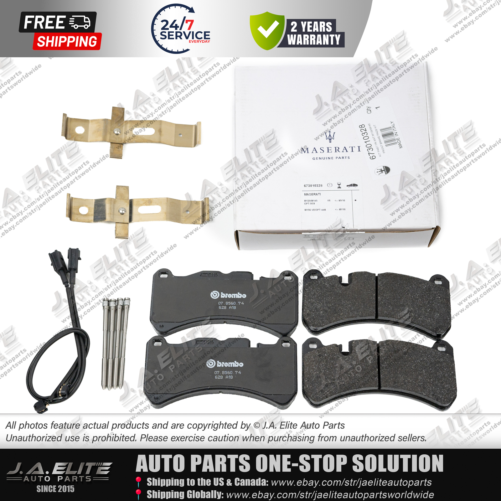 Genuine Maserati Front Brake Pads kit for Quattroporte GT GC 4.7L, 673010328