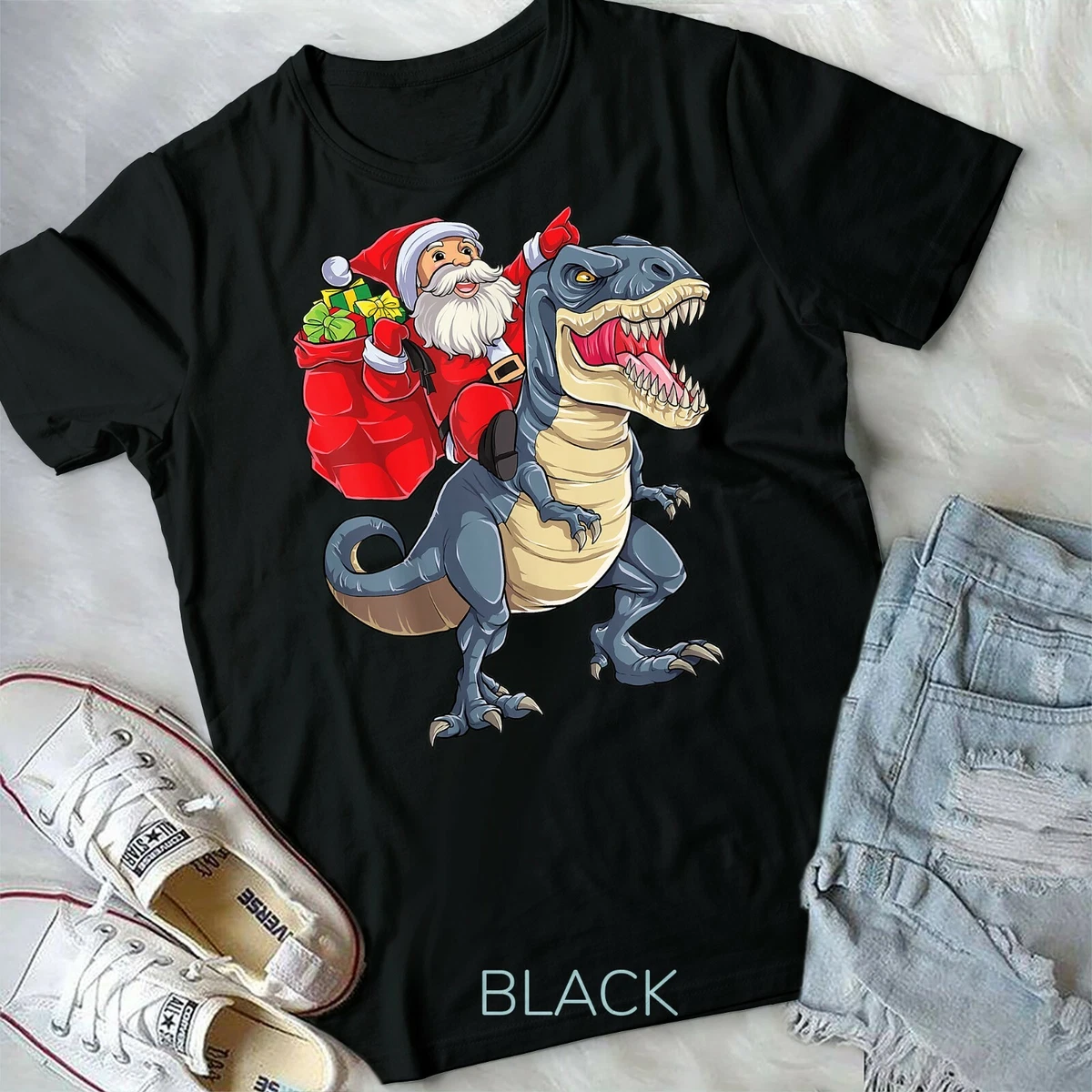 Santa Riding Dinosaur T rex Christmas Gifts Boys Men Xmas Unisex