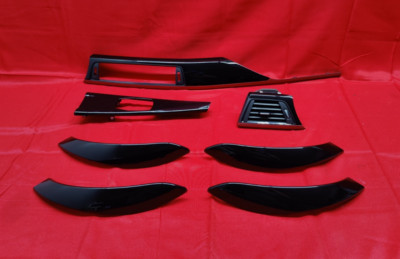 BMW 328 335 340 435 440 DOOR DASH CENTER CONSOLE BLACK HIGH GLOSS WOOD TRIM SET