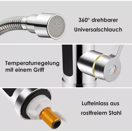 Durchlauferhitzer Warmwasserbereiter Warmwasser Armatur Edelstahl Wasserhahn DHL - Bild 14 von 22