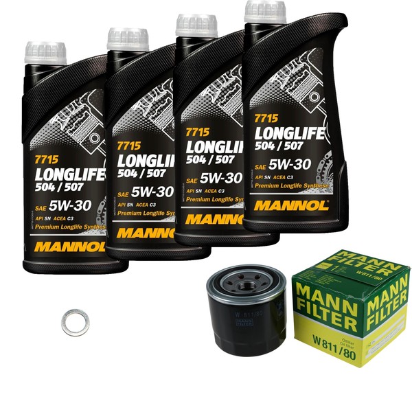 MANN-FILTER Inspektionspaket Mannol 4L Longlife 5W-30 FüR Hyundai I30 1.4-image