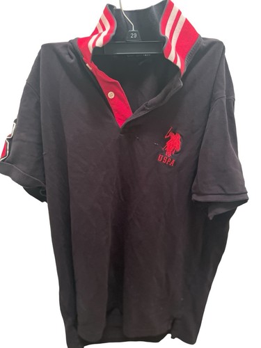 Black US Polo Association Number 3 Slim Fit Short Sleeve Cotton Shirt Large