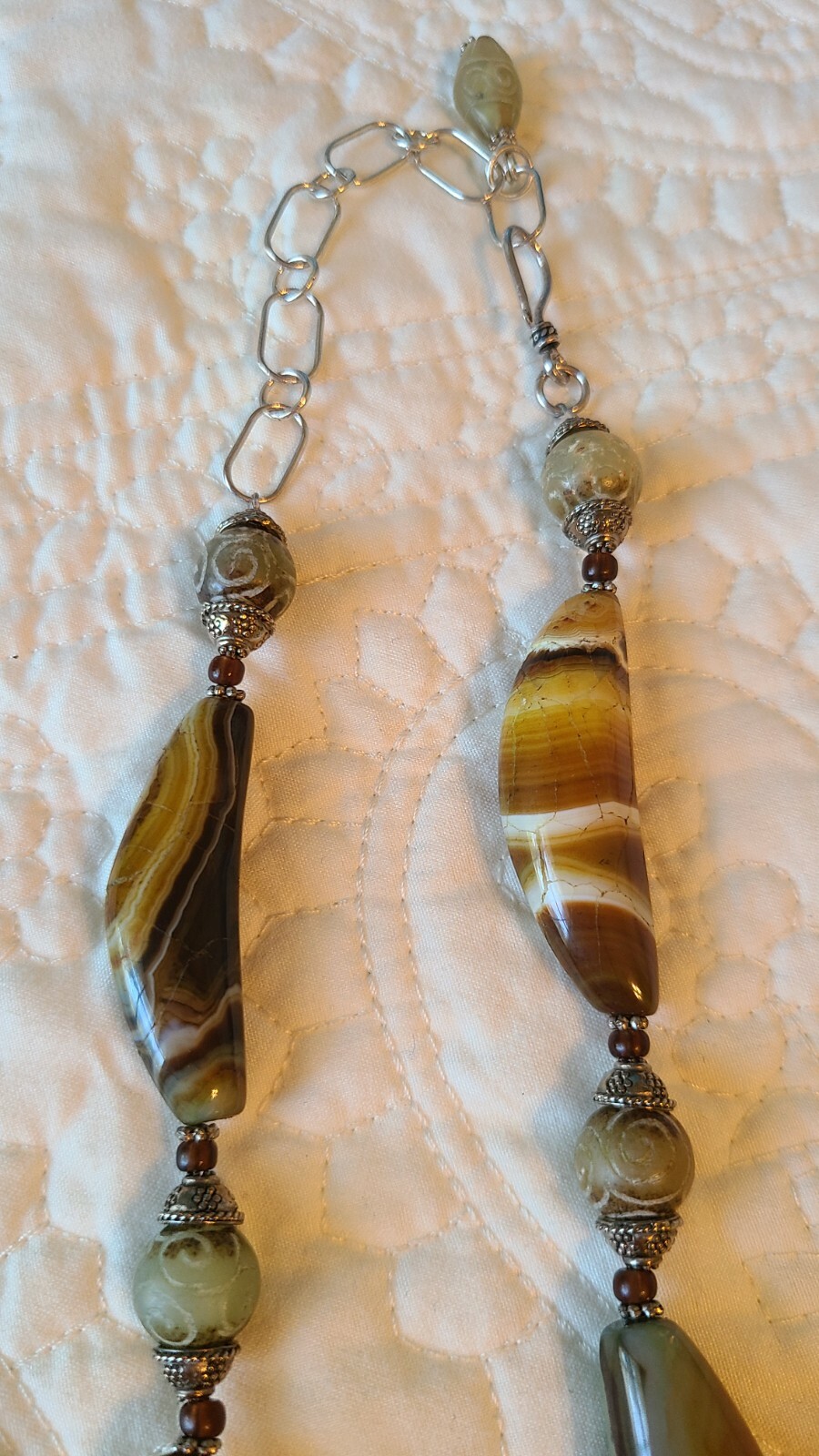 Chunky Silver Brown Stones Statement Necklace - image 4