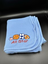 Koala Baby All Star Sports Balls Baby Blanket Blue Waffle Weave Thermal Vtg TRU